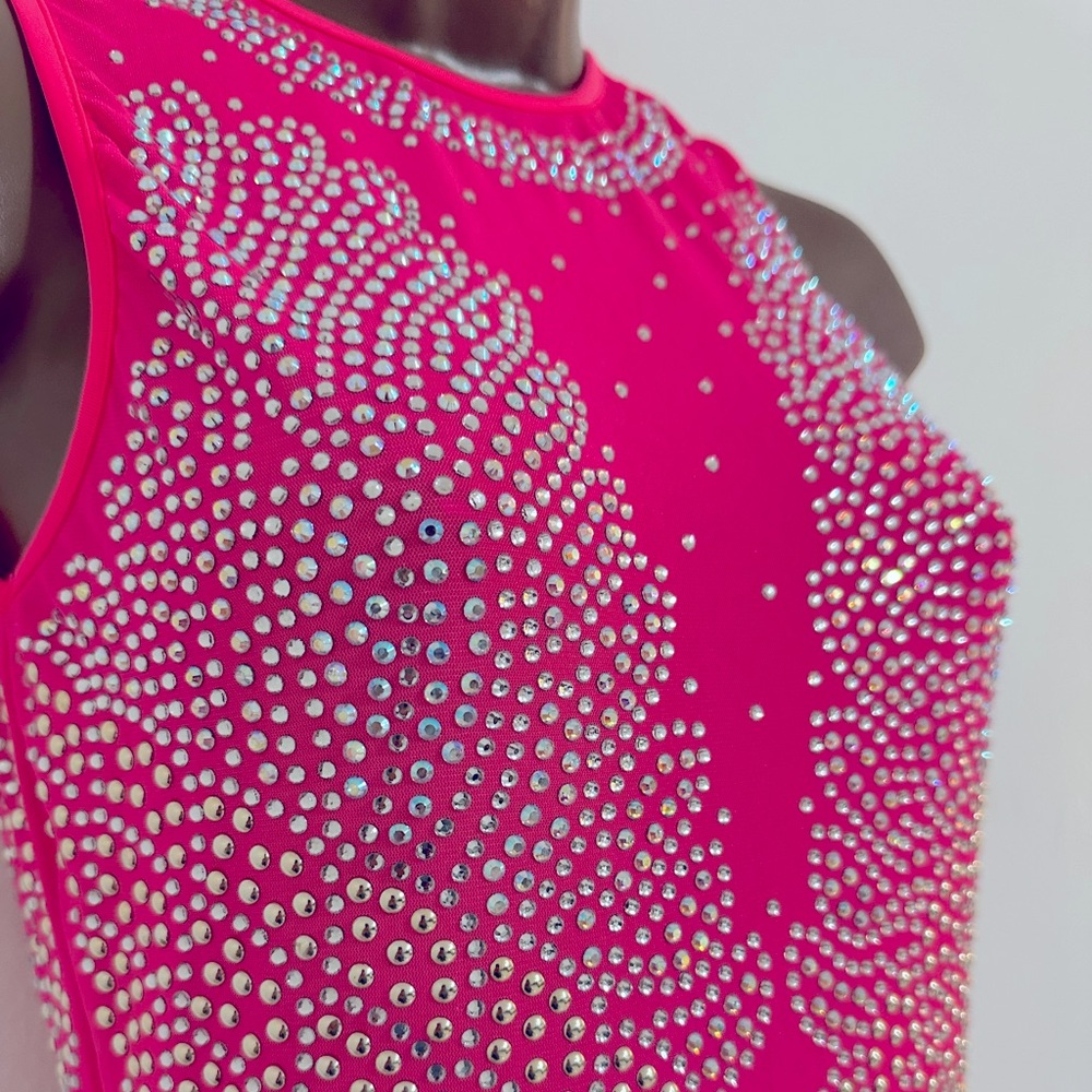 Pink Rhinestone Bodyicon Mini Dress - Picture 2 of 5